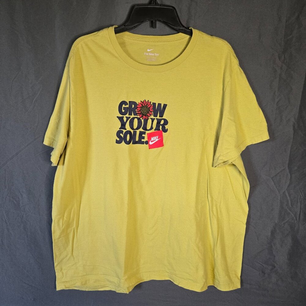 NIKE Men's Yellow Crewneck 'Grow Your Sole' Graphic Short Sleeve T-Shirt SZ XXL